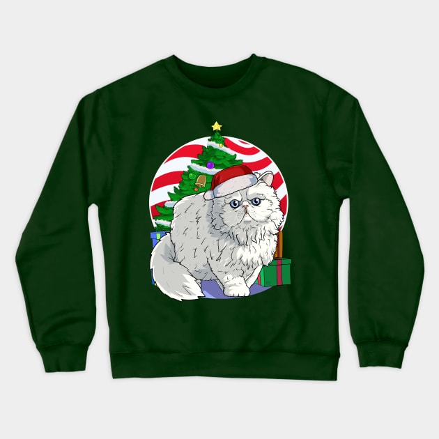 Persian Cat Santa Christmas Gift Crewneck Sweatshirt by Noseking